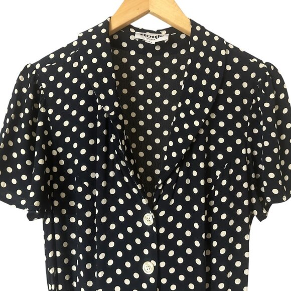 Rouje Marin Polka Dot Midi Dress Black White 12 Retro Feminine Parisian Chic - Picture 8 of 16